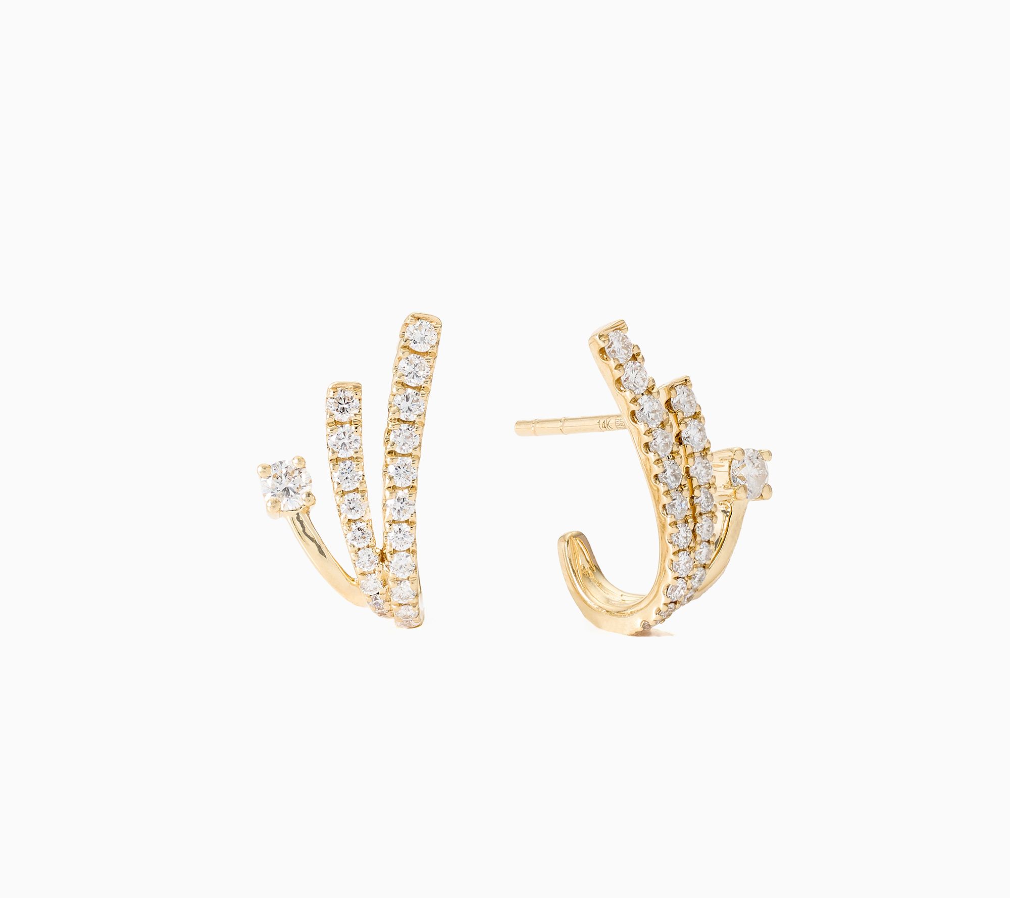 Effy 14K Yellow Gold Diamond Swirl Stud Earrings