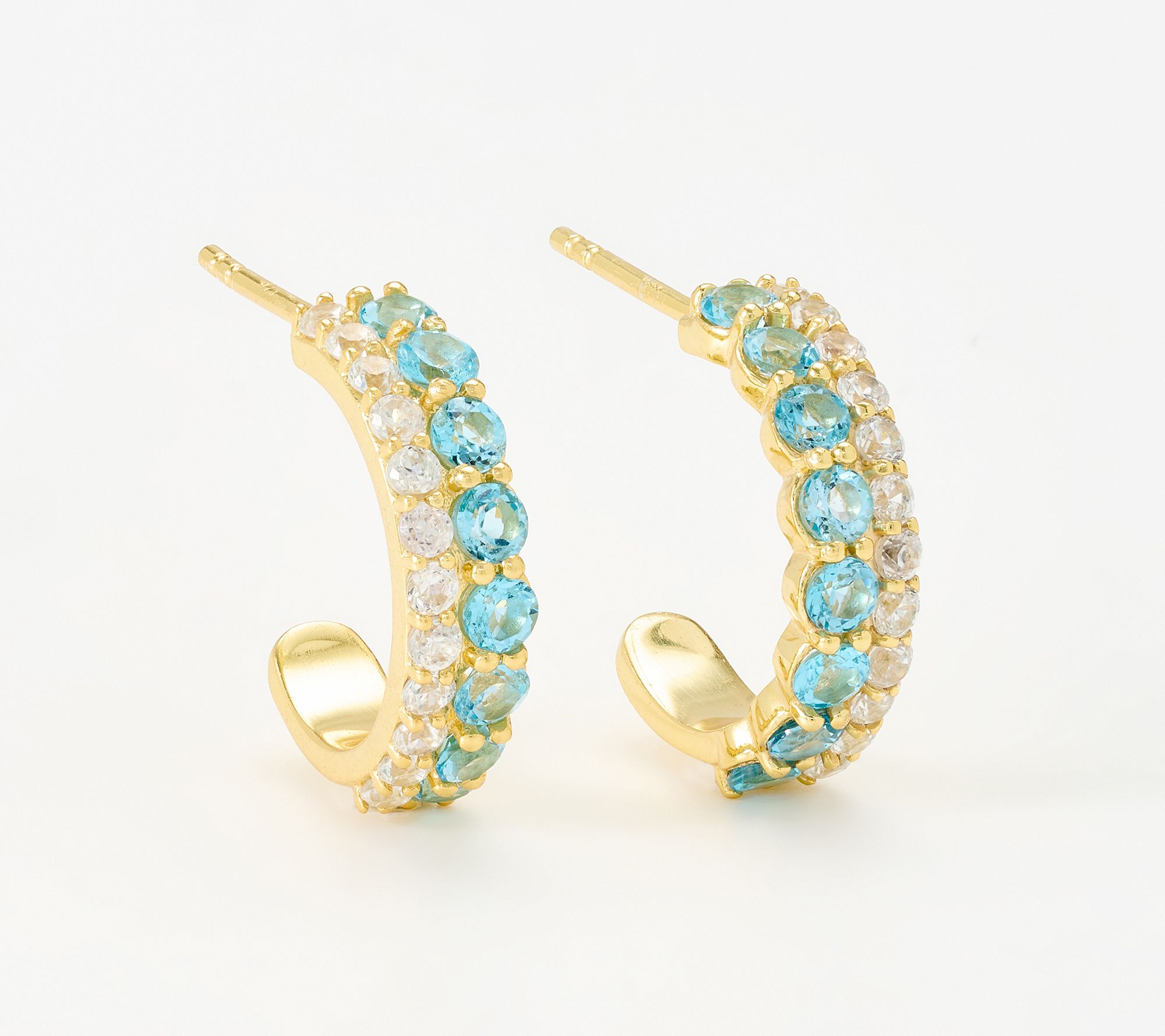 Affinity Gems 2 Row Hoop Earring, Sterling Silver