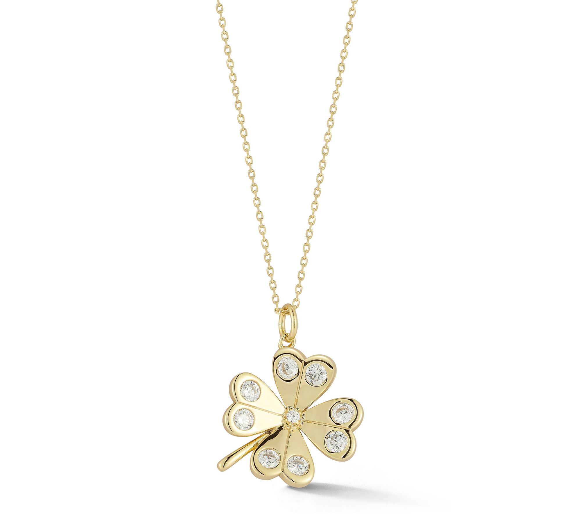 Rachel Zoe Accent Four-Leaf Clover Pendant w/ Chain, Sterling