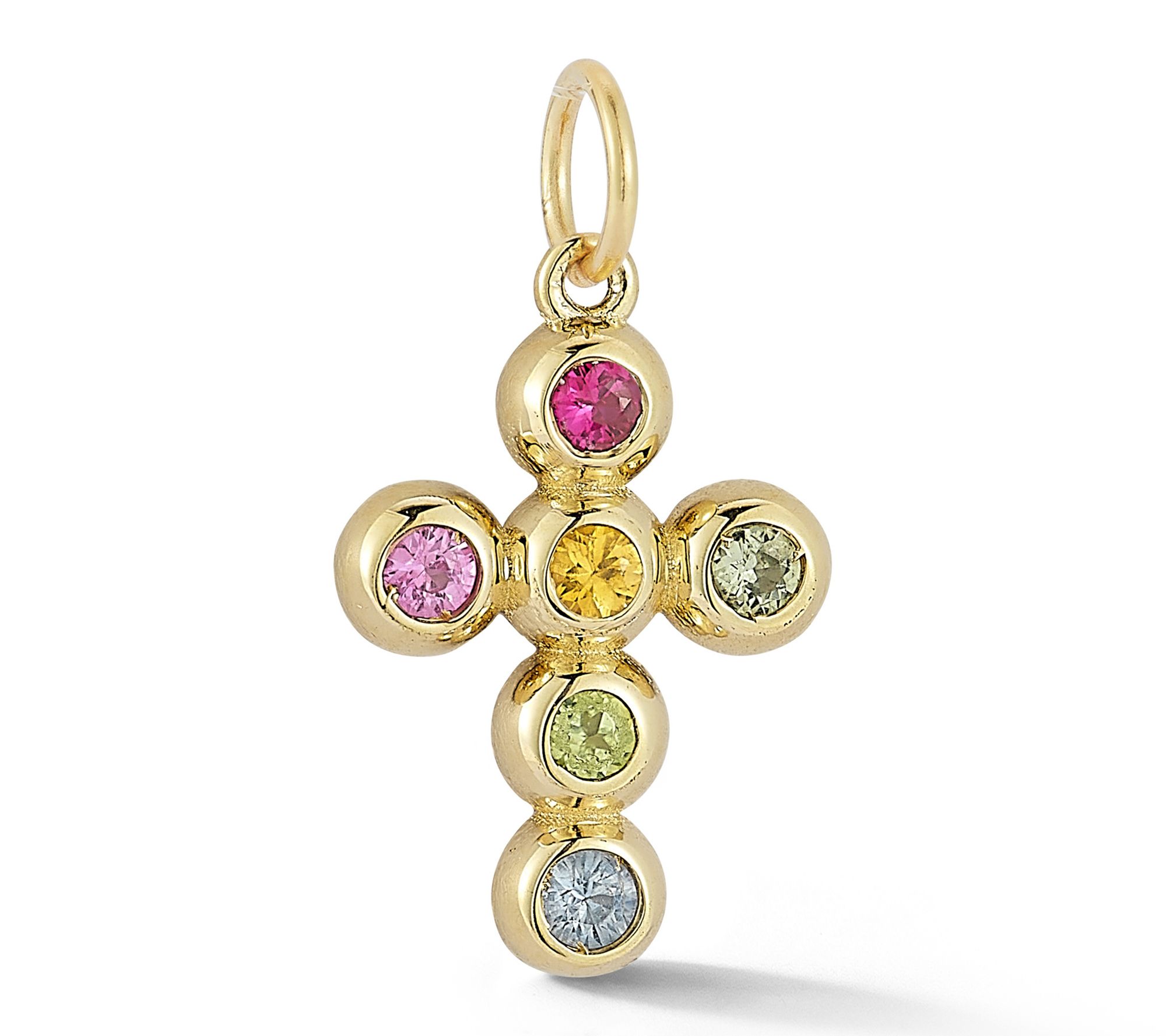 Luminosa Gold Gemstone Bubble Cross Pendant, 14K