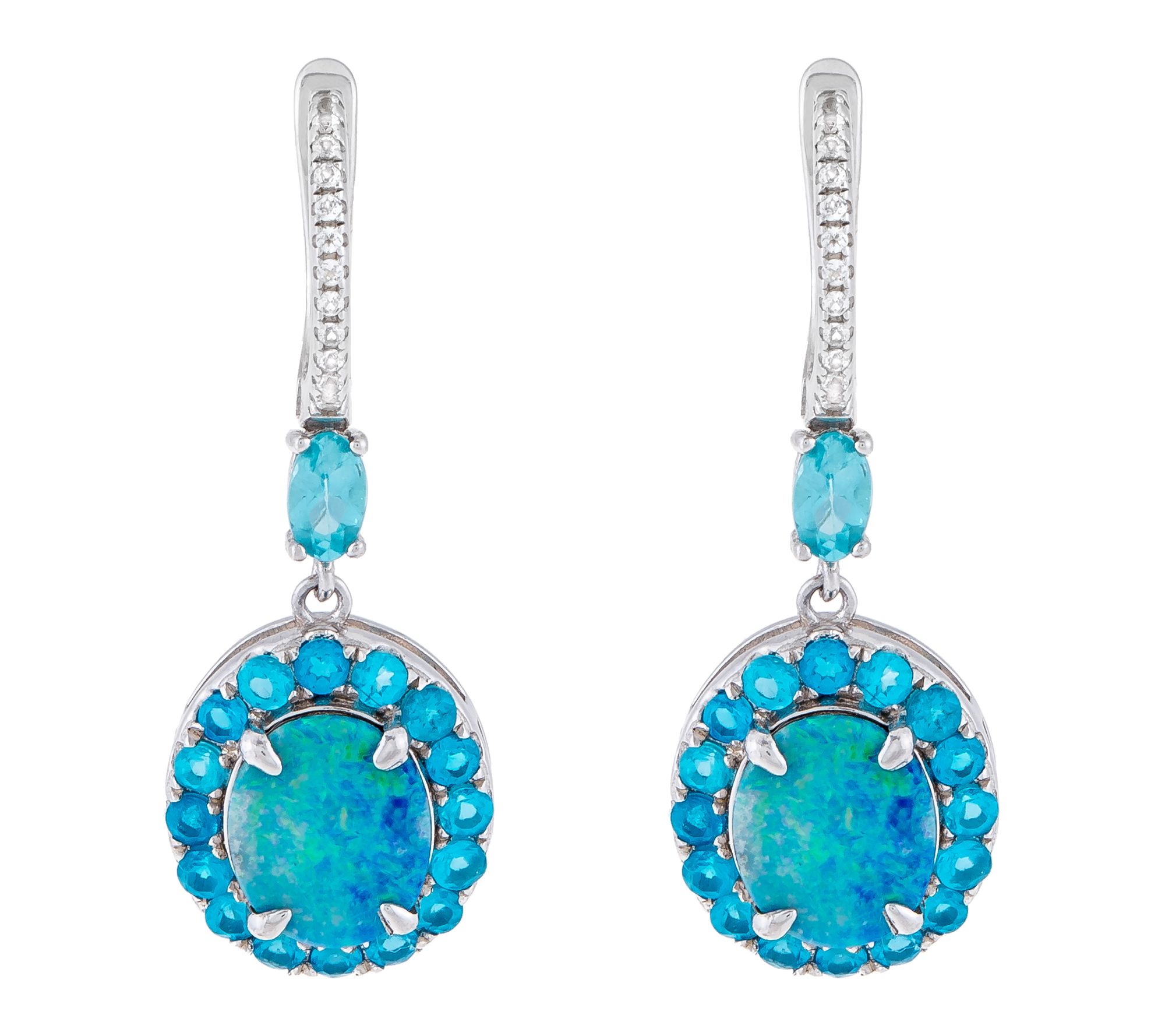 Affinity Gems Oval Cut Halo Drop Earrings, Sterling Silver