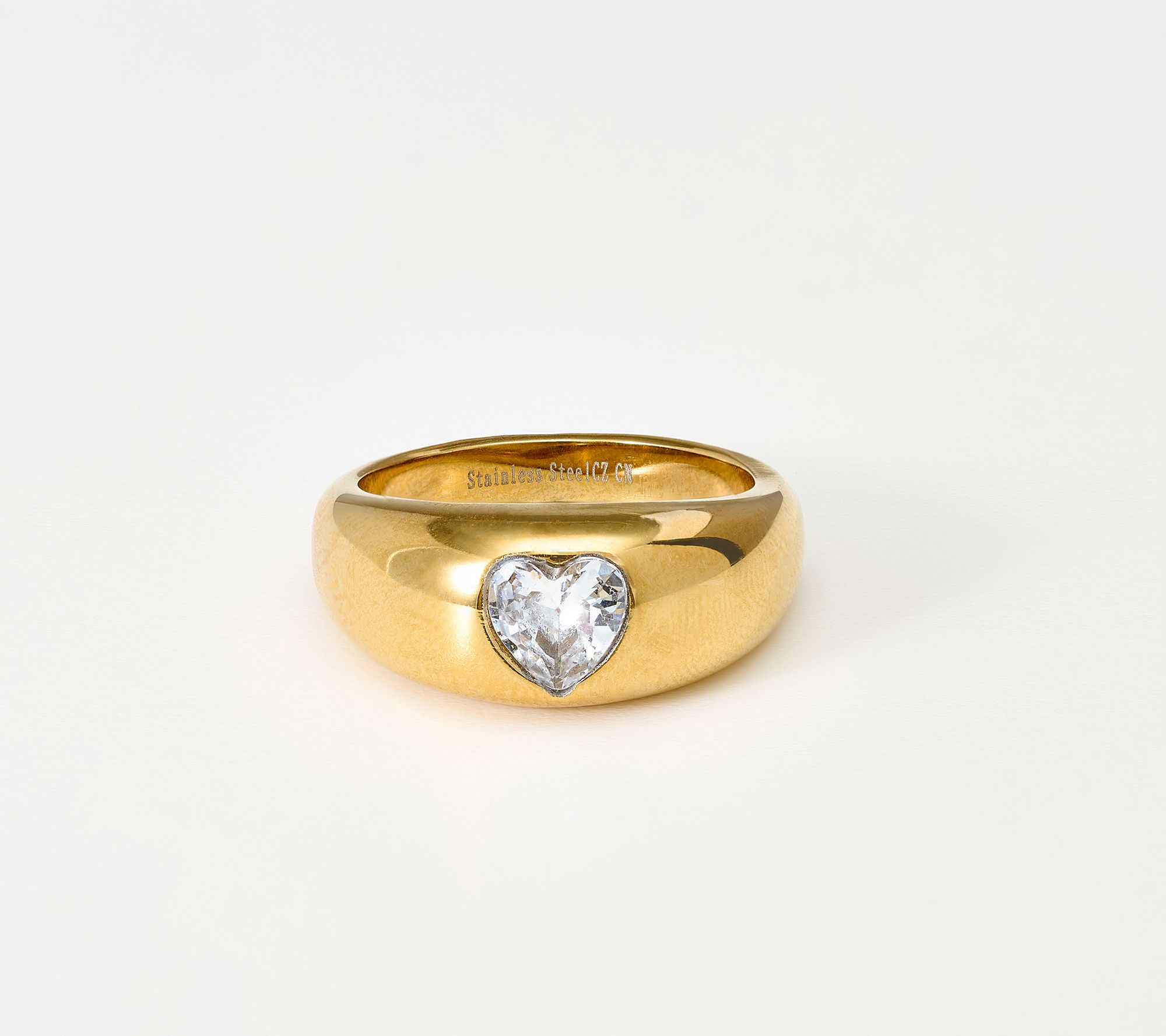Steel by Diamonique Single Heart Cut Ring
