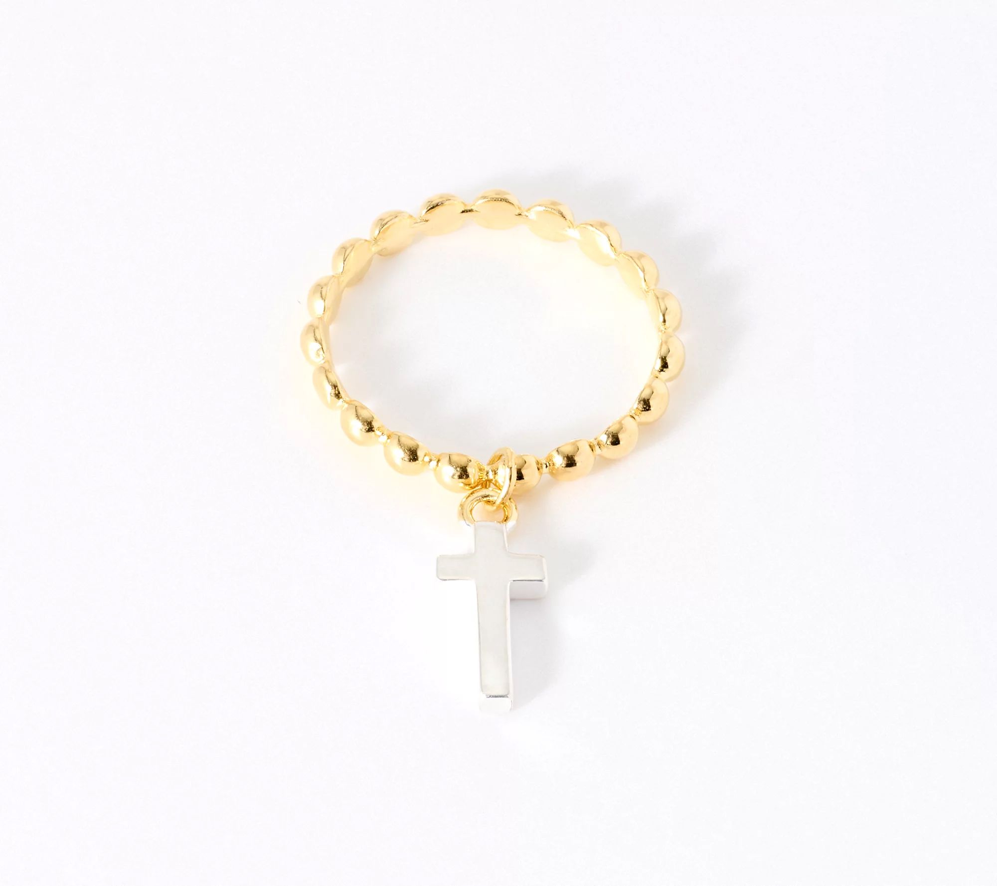  Ultrafine 950 Silver Cross Motif Beaded Ring