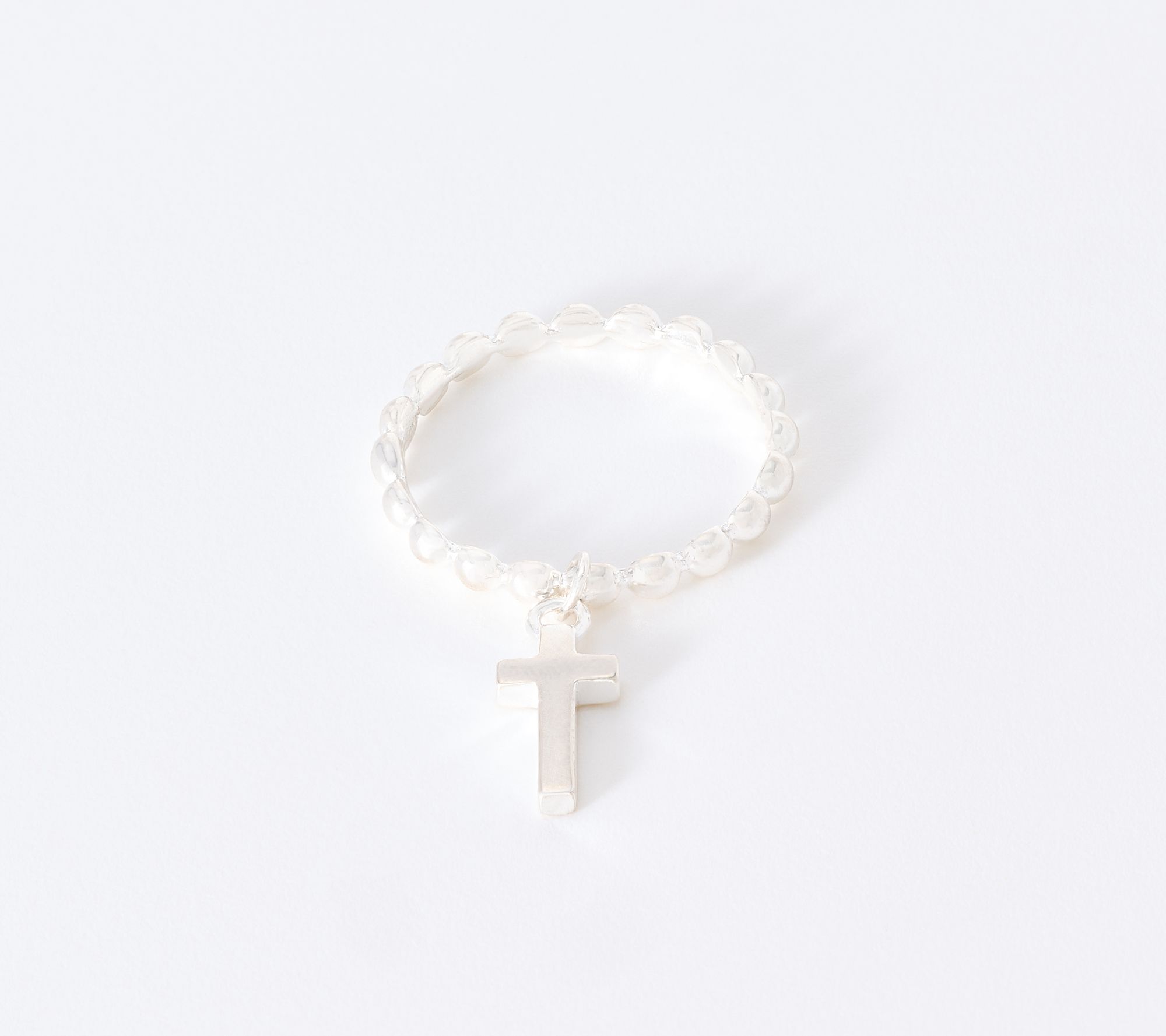 Ultrafine 950 Silver Cross Motif Beaded Ring