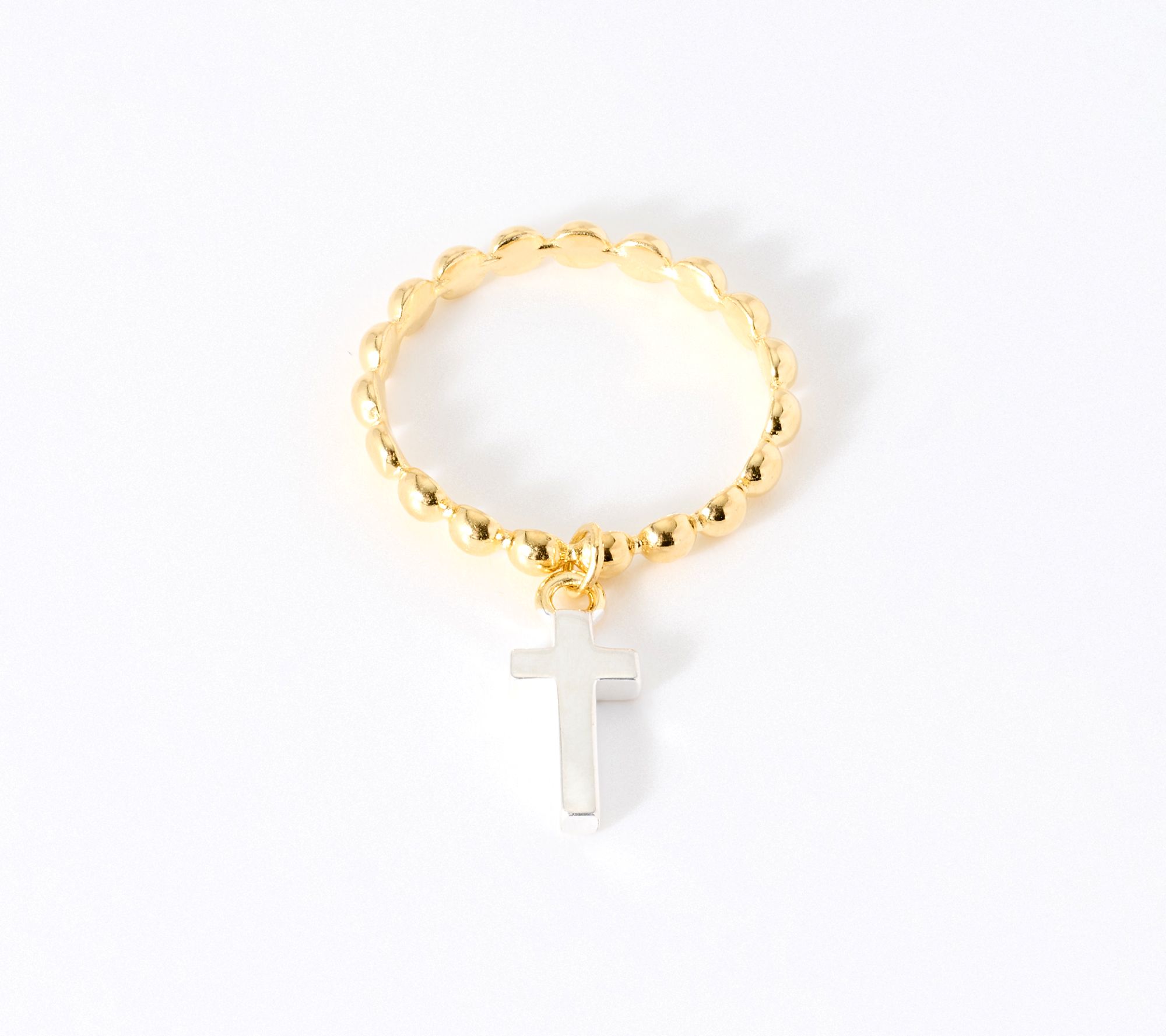 Ultrafine 950 Silver Cross Motif Beaded Ring