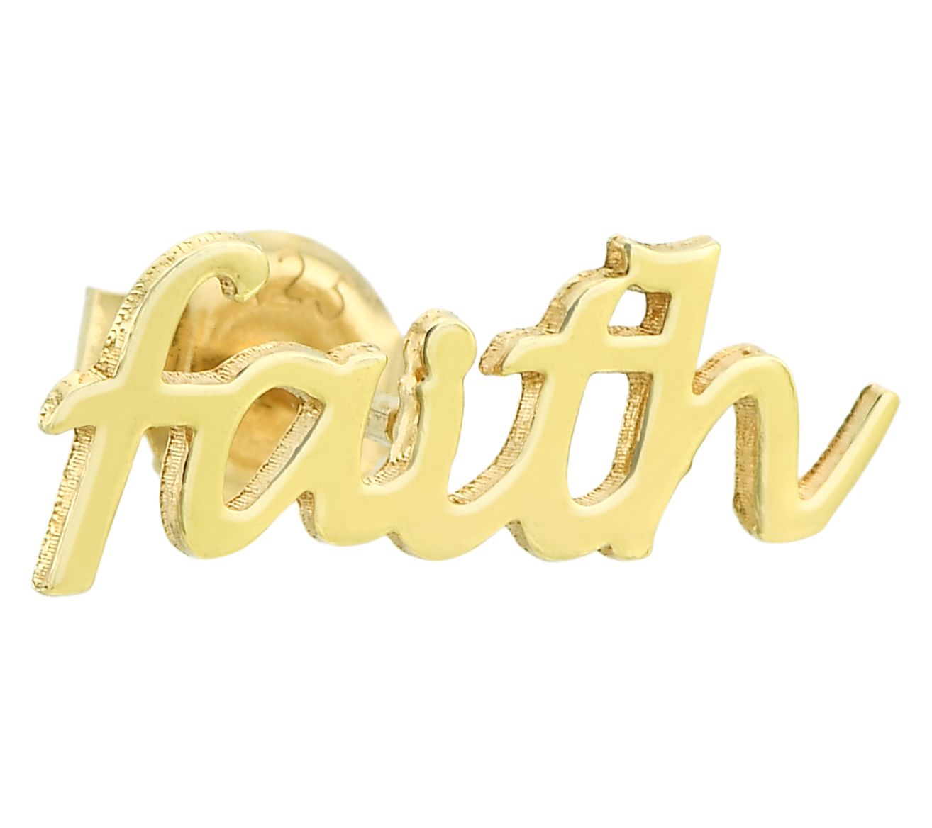 Silver Style Faith Script Single Stud Earring,Sterling