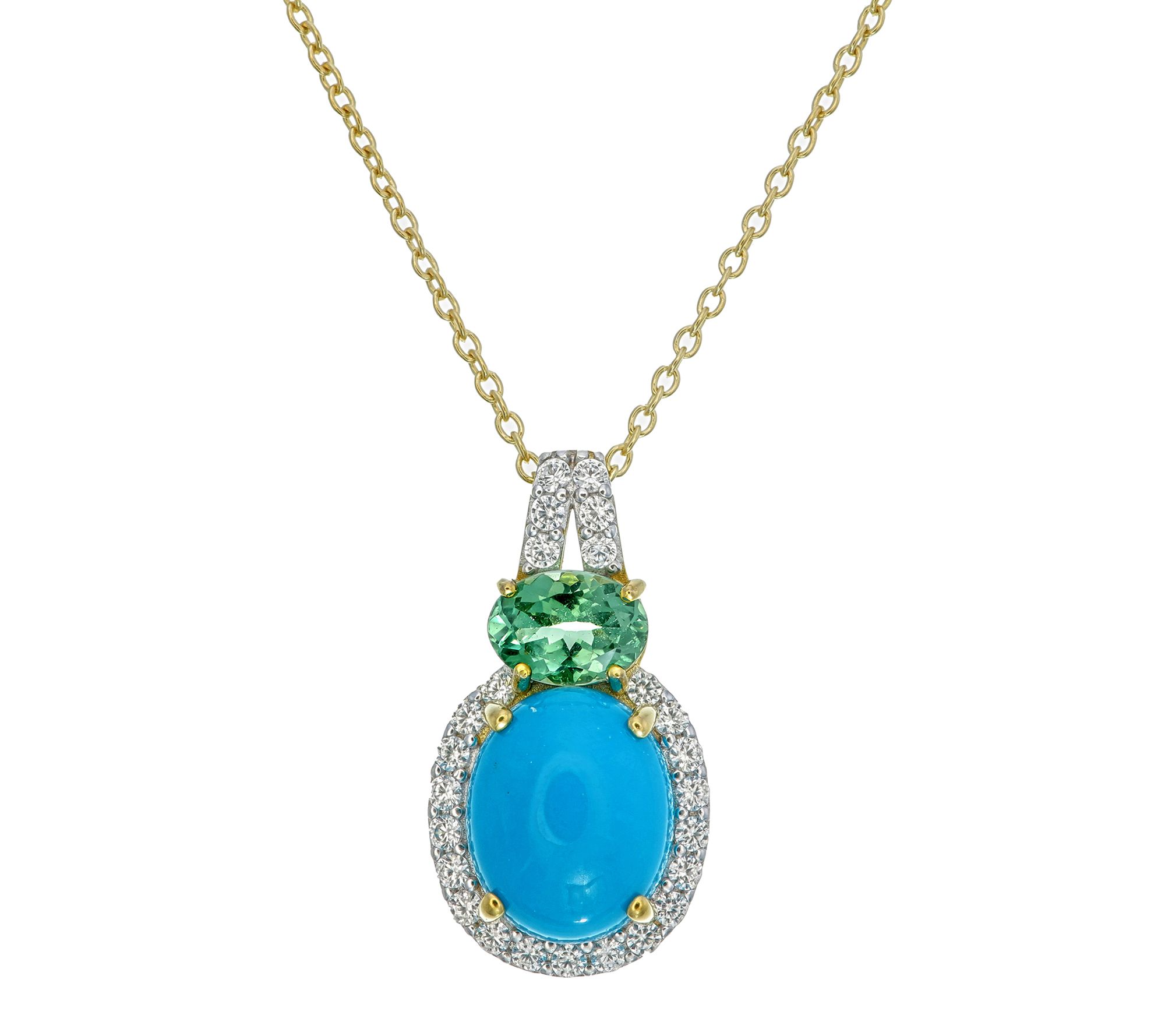 Affinity Gems Turquoise & Green Apatite Necklace, 14K Plated