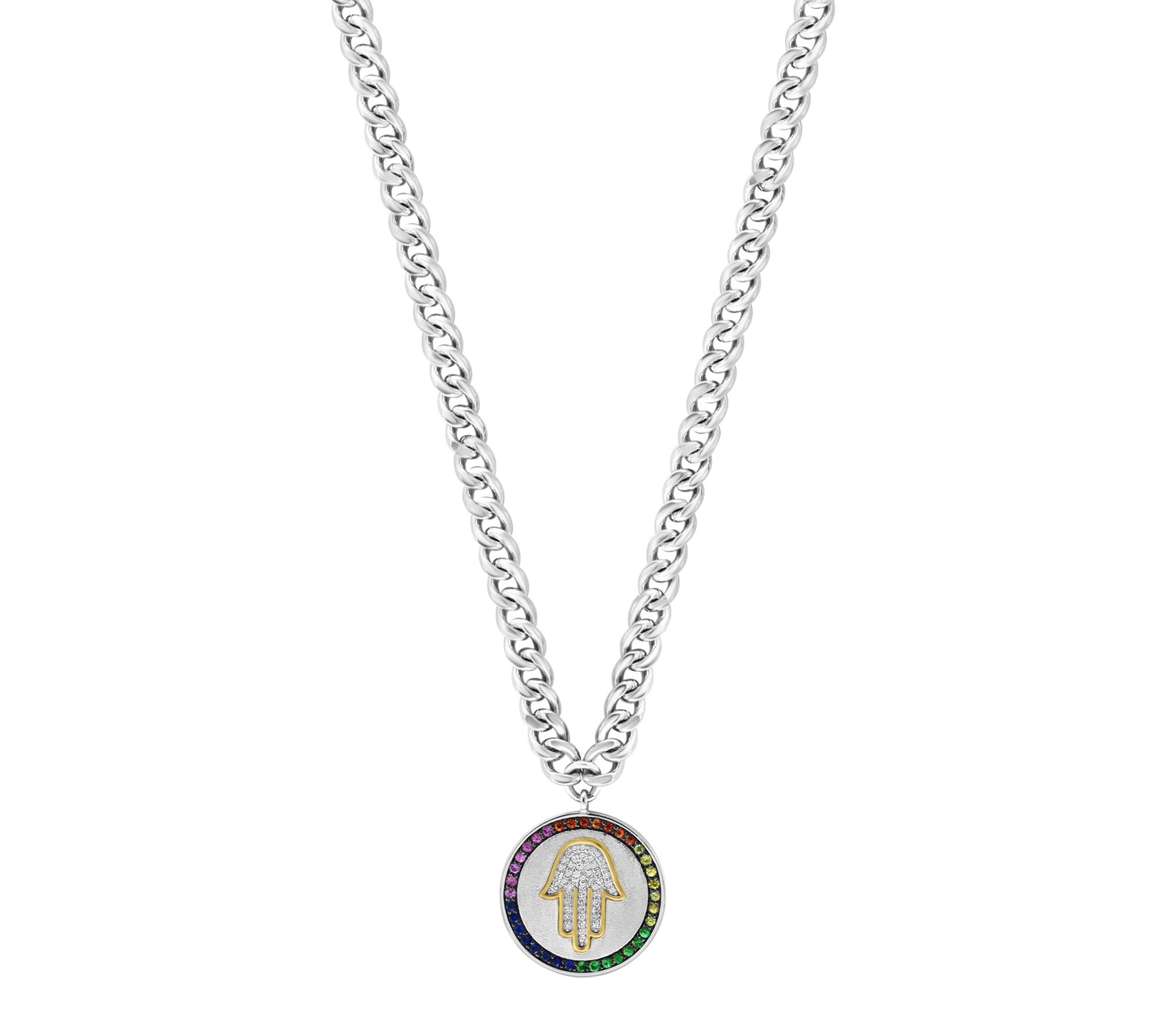 Effy Men's Two-Tone Multi-Gemstone Rainbow Necklace, Sterling
