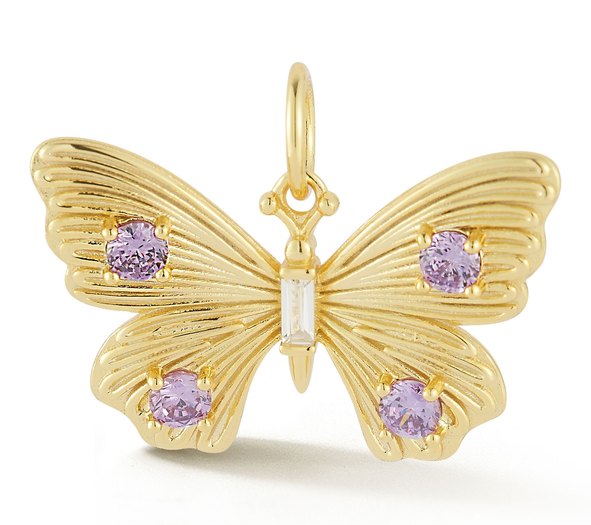 Sterlina Silver Accented Butterfly Pendant, 14K Gold Plated