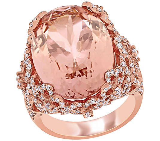 Bellini 14K 16.35 cttw Morganite & 1.35 cttw Diamond Ring