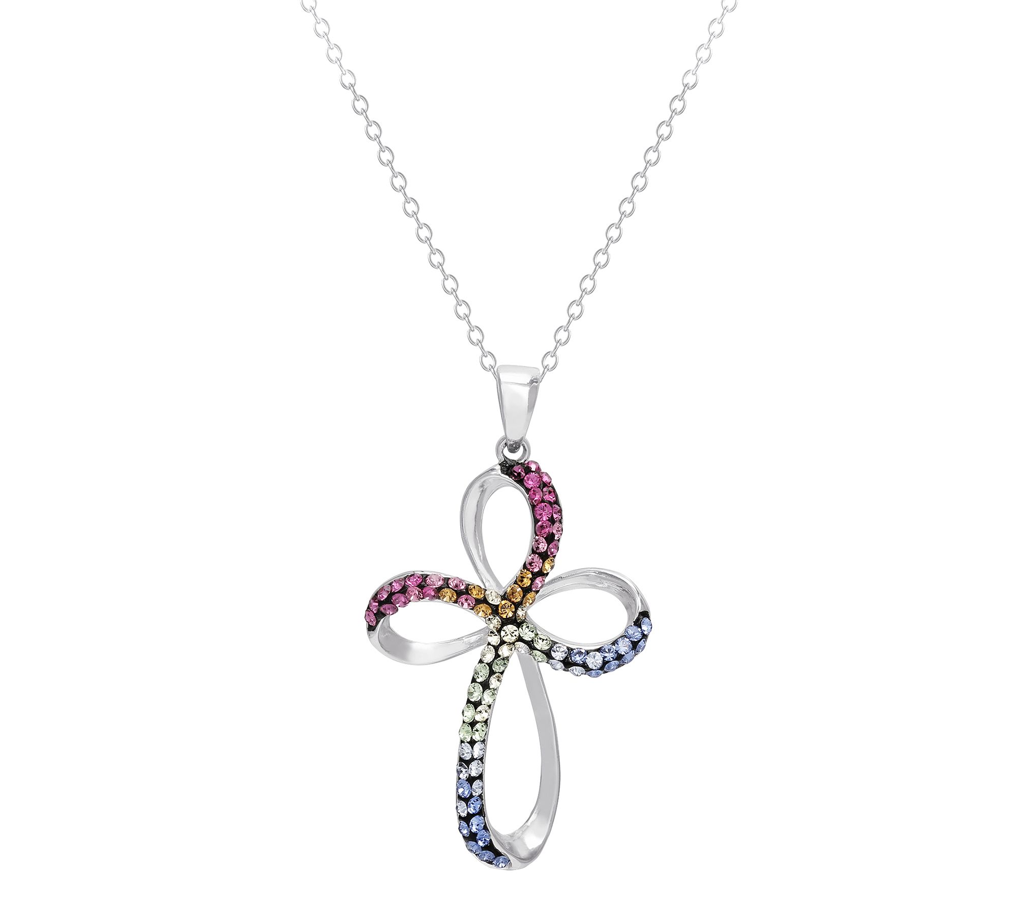 Macy&s Sterling Silver Necklace, Polished Cross Pendant - Multi