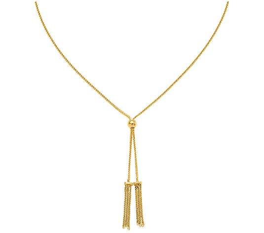 Italian Gold Adjustable Tassel Necklace, 14K