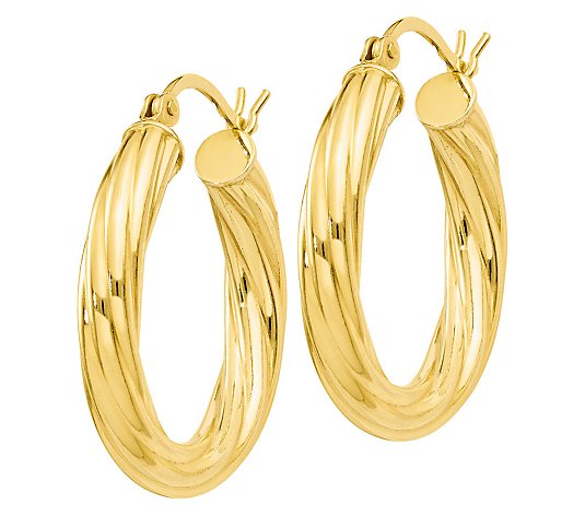 14K Yellow Gold-Plated Sterling 1" Twisted HoopEarrings