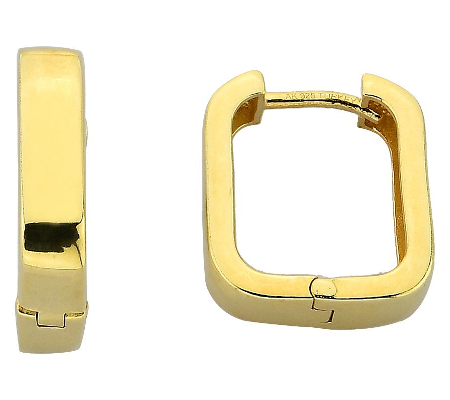 Silver Style Square Hinged Hoop Earrings, Sterling