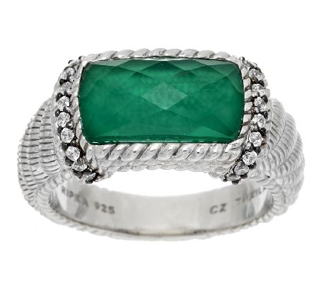 Judith Ripka Green Goddess Doublet and Diamonique Band Ring - QVC.com