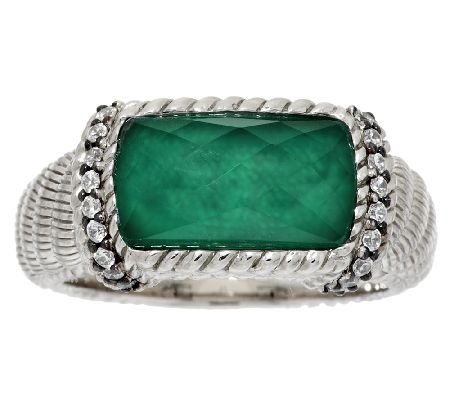 Judith Ripka Green Goddess Doublet and Diamonique Band Ring - QVC.com
