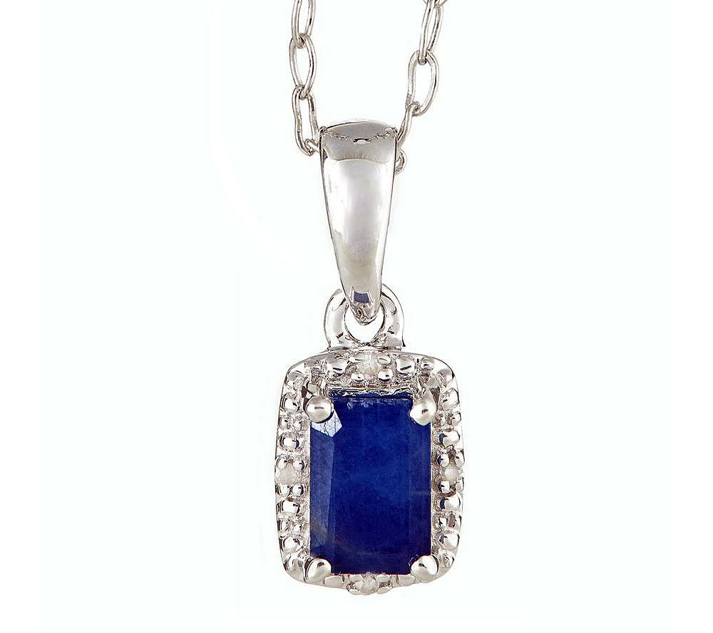 Sterling Emerald-Shaped Gemstone Pendant with Chain