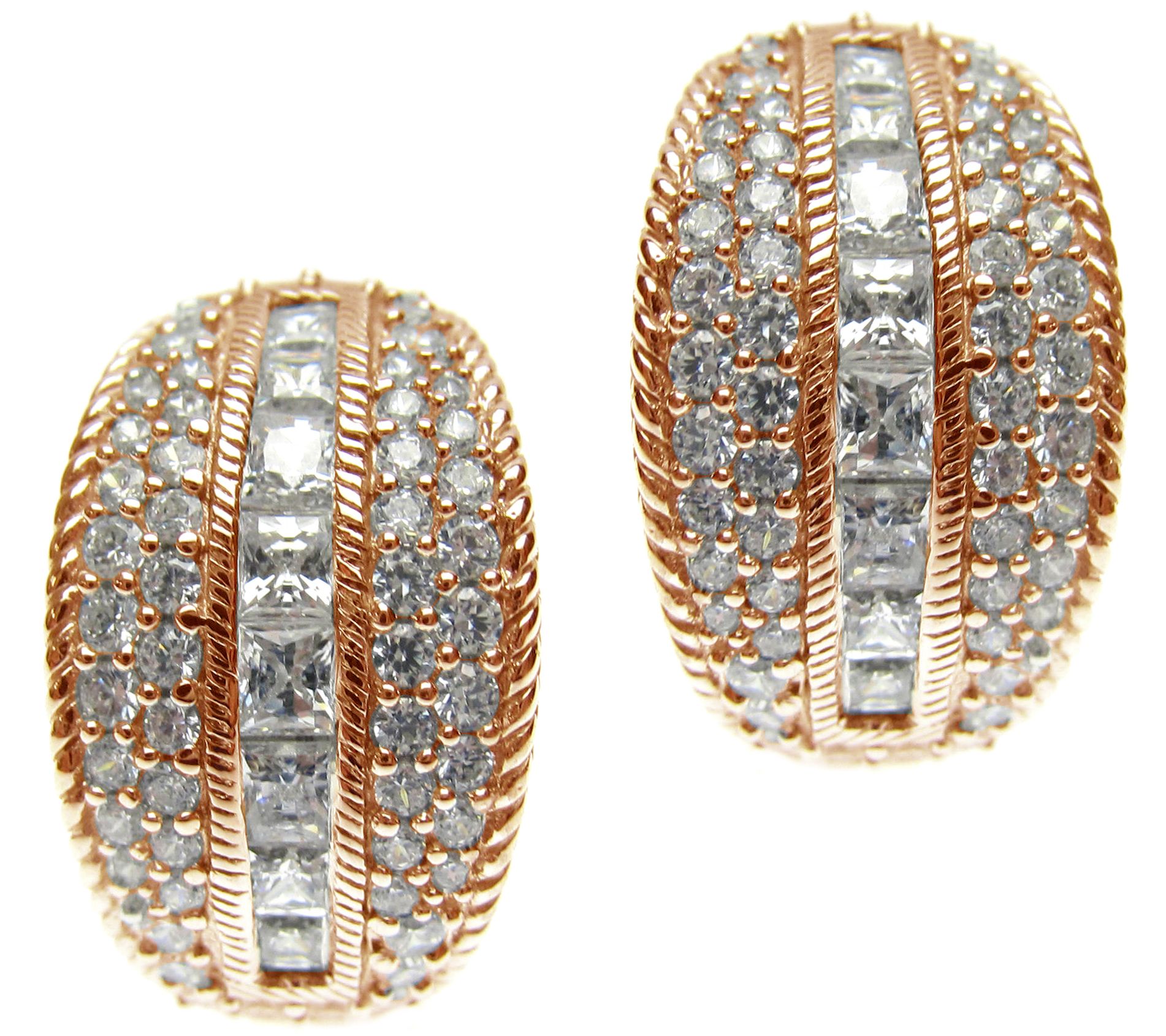 Judith Ripka 14K Rose Gold-Clad Hoop Earrings — QVC.com