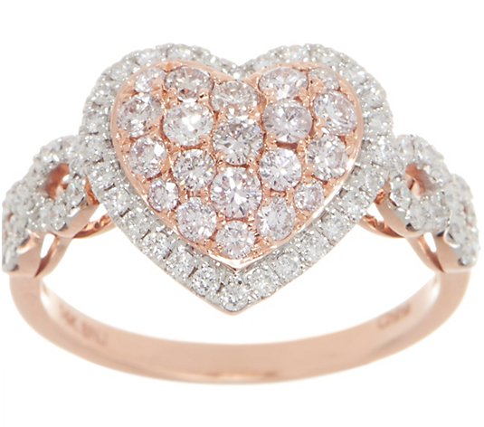 Affinity Diamond Natural Pink Heart Ring, 1.00cttw, 14K 
