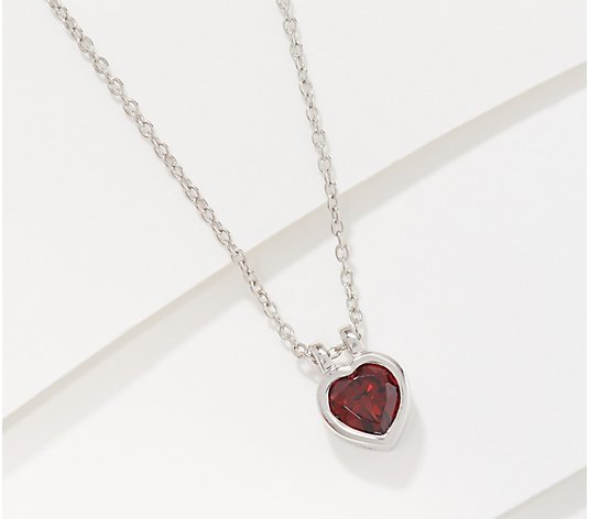 Affinity Gems Birthstone Heart Pendant with Chain, Sterling Silver