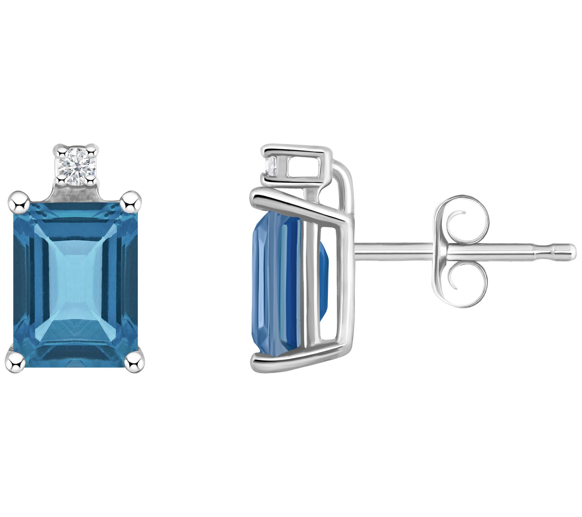 14K Gold 1.40 cttw London Blue Topaz Diamond Accent Earrings