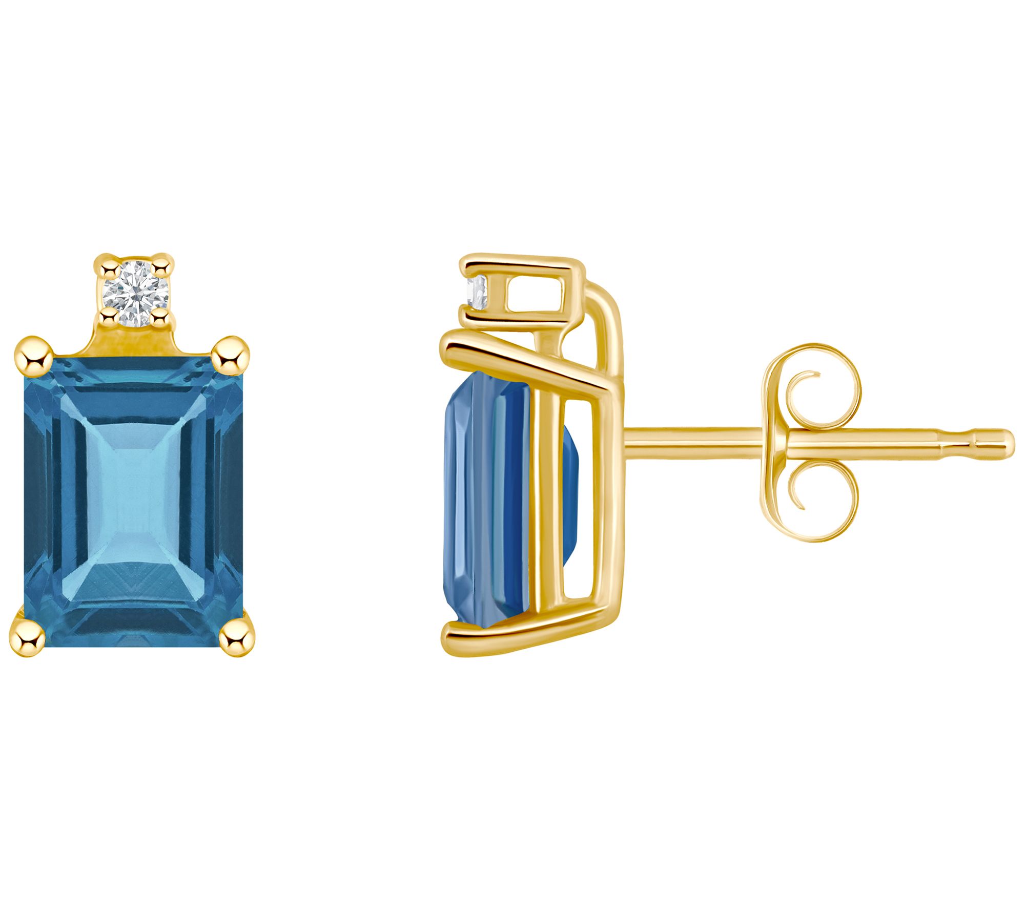 14K Gold 1.40 cttw London Blue Topaz Diamond Accent Earrings