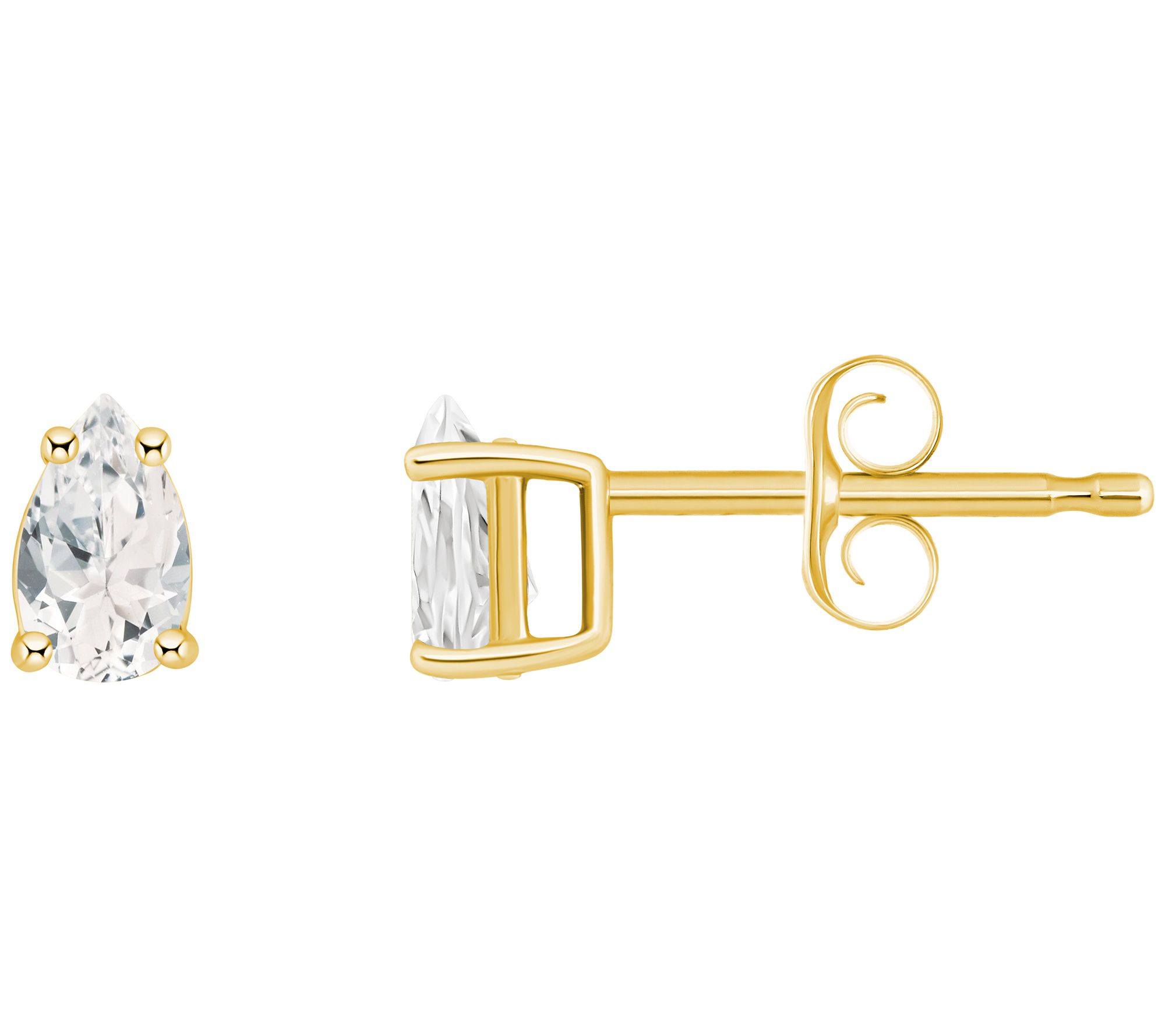 14K Gold Pear Shape 0.55 cttw White Topaz S tud Earrings