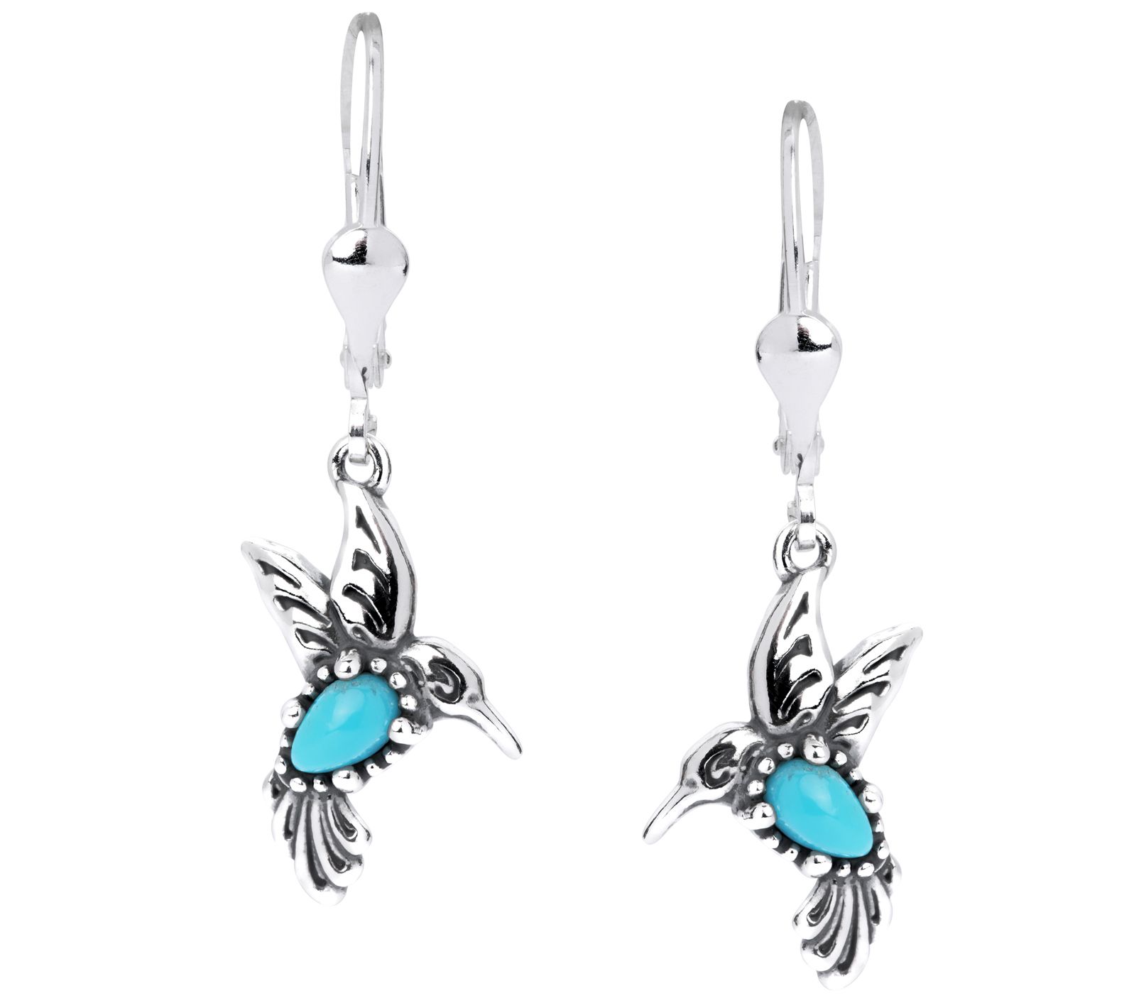American West Sterling Turquoise Hummingbird Earrings - QVC.com
