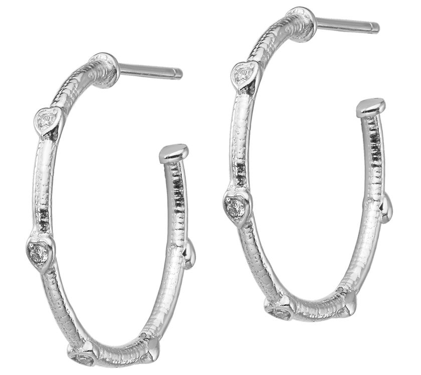 Sterling Crystal Heart Post Hoop Earrings - QVC.com