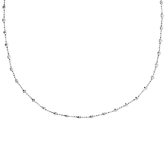 UltraFine Silver 30" Diamond-Cut Bead Station Necklace, 9.6g