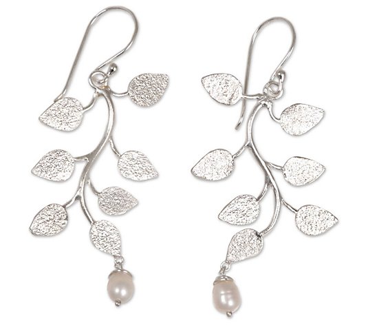 Novica Artisan Crafted Sterling Cultured PearlEarrings