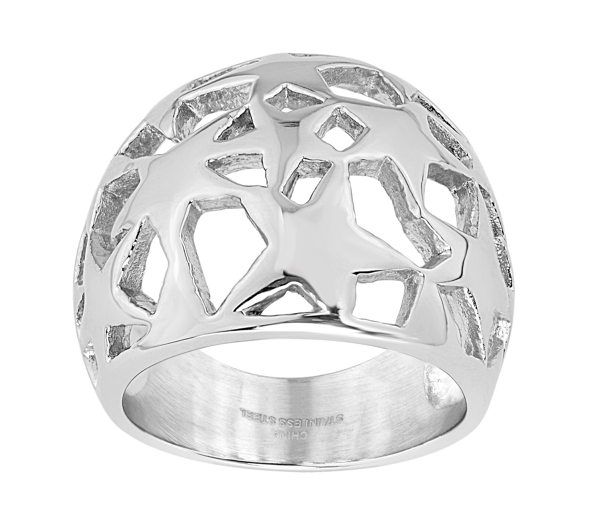 Steel by Design Dome Open-Star Ring - QVC.com
