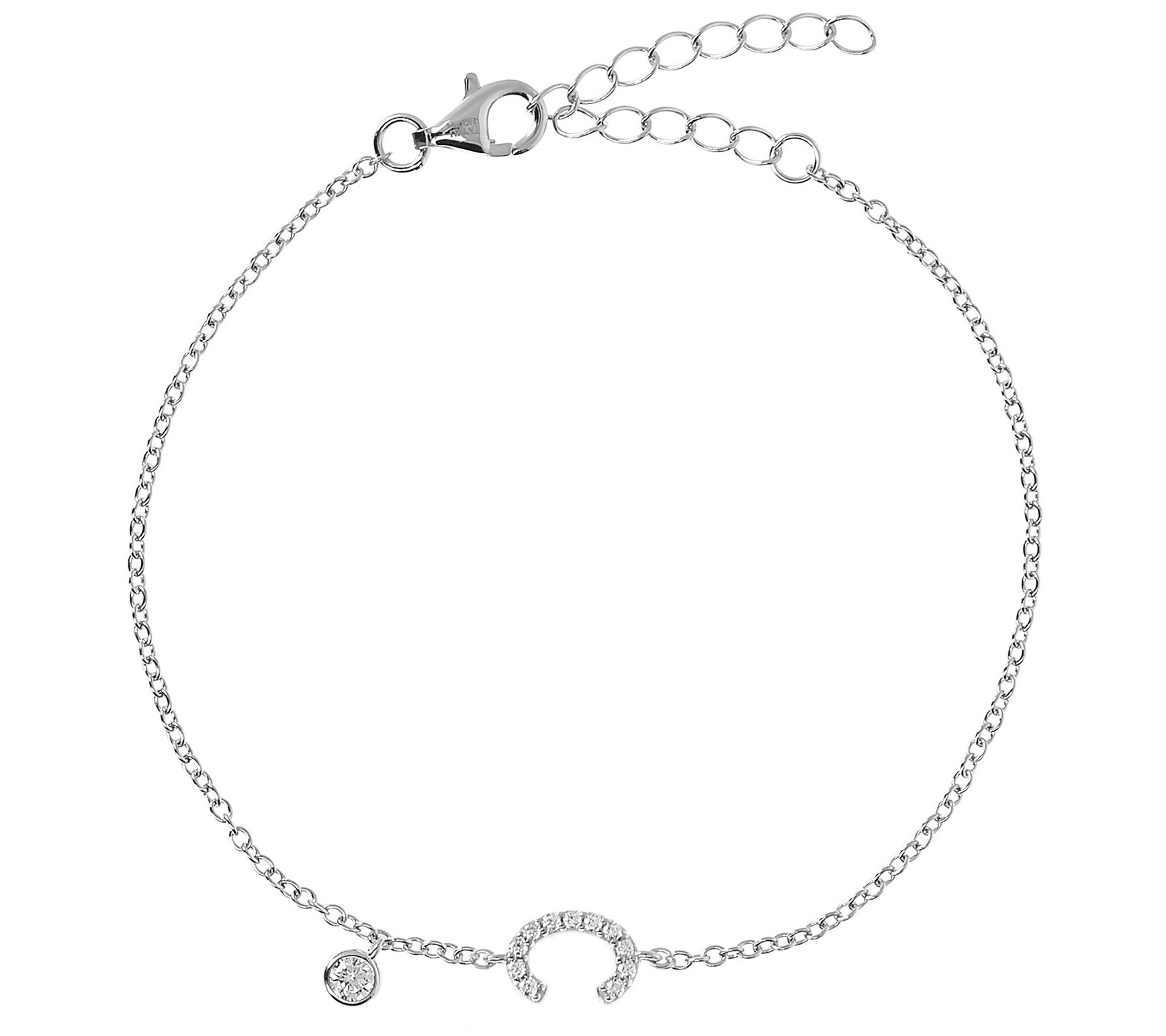 Diamonique Initial Adjustable Bracelet, Sterlin g Silver
