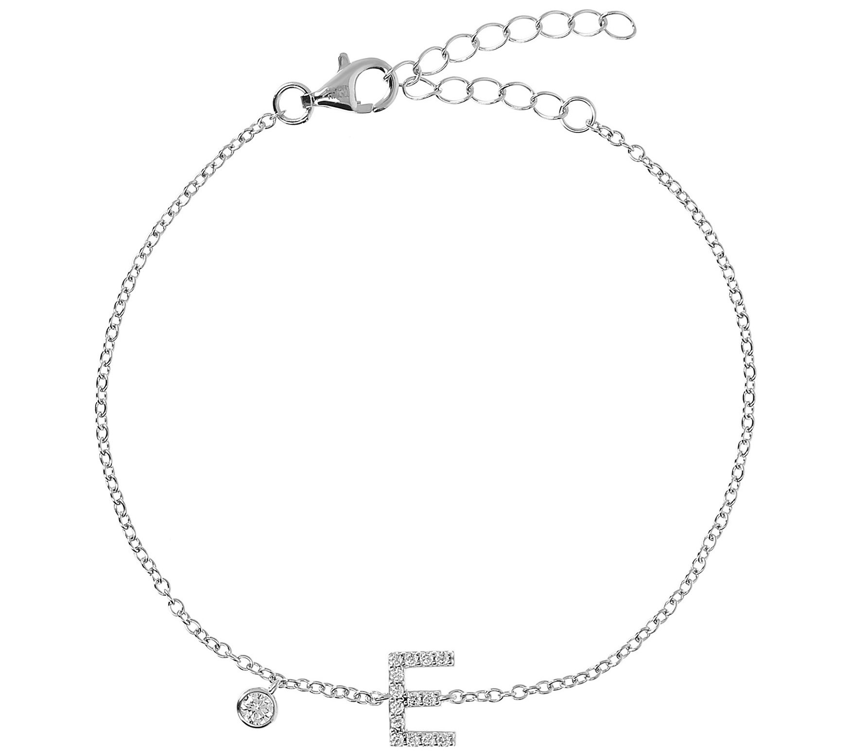 Diamonique Initial Adjustable Bracelet, Sterlin g Silver