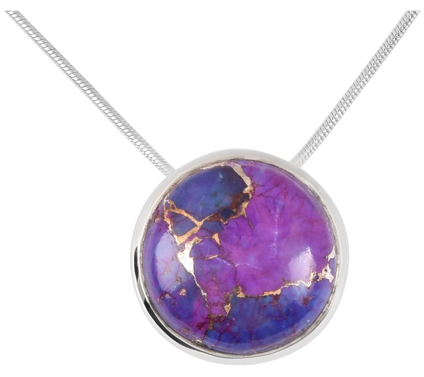 Sterling Silver Compressed Turquoise Pendant w/Chain