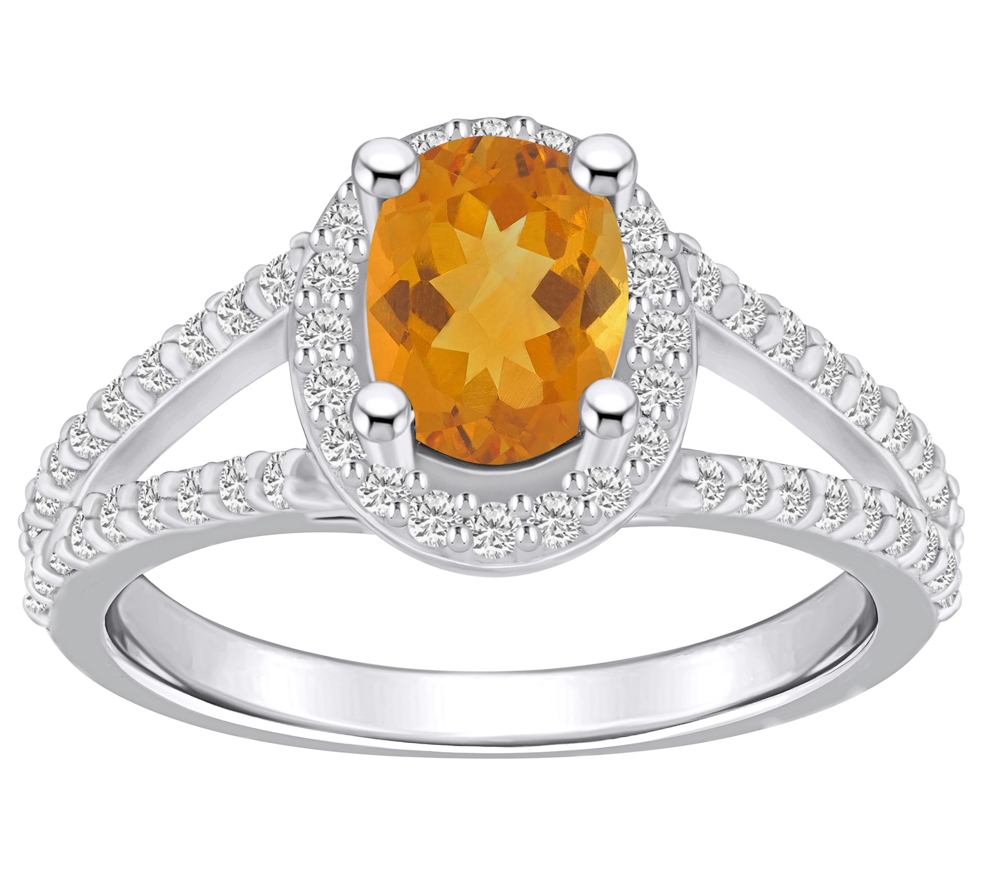 Affinity Gems Oval Gemstone & Diamond Ring, 14K White Gold