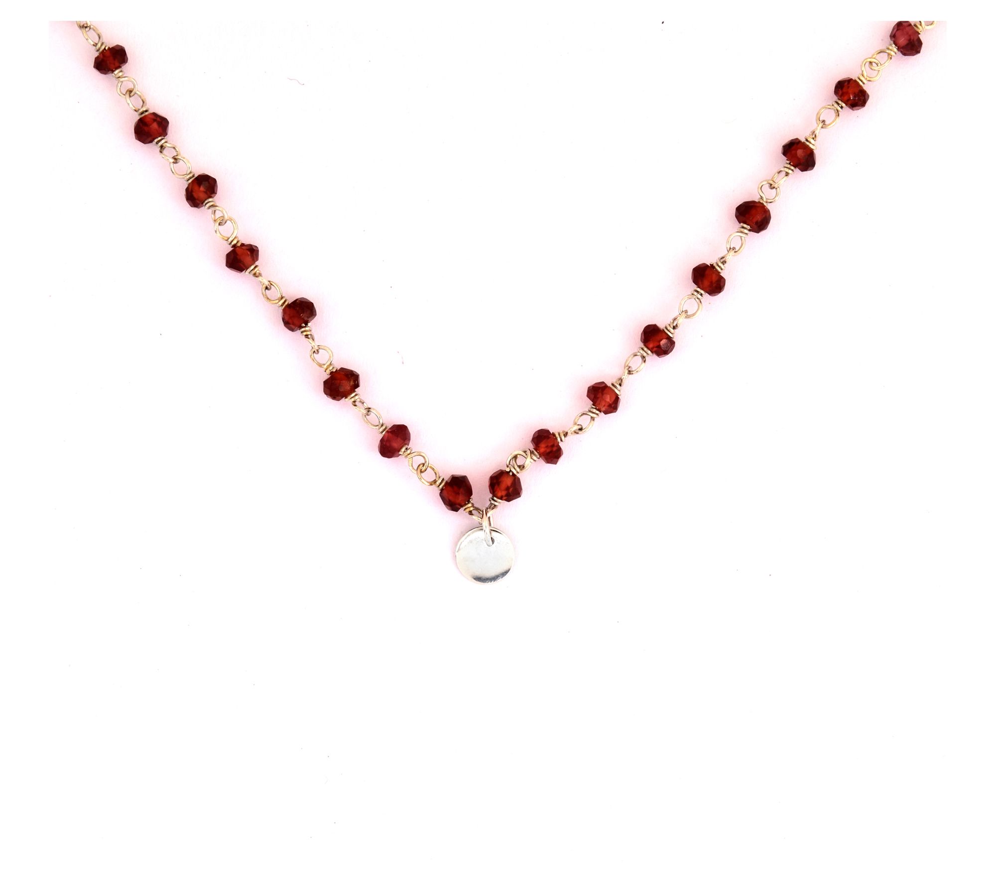Sterling Silver Garnet Beaded Endless Necklace