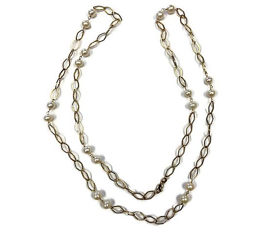 Alkeme 14K Gold Cultured Pearl & Open Link Necklace