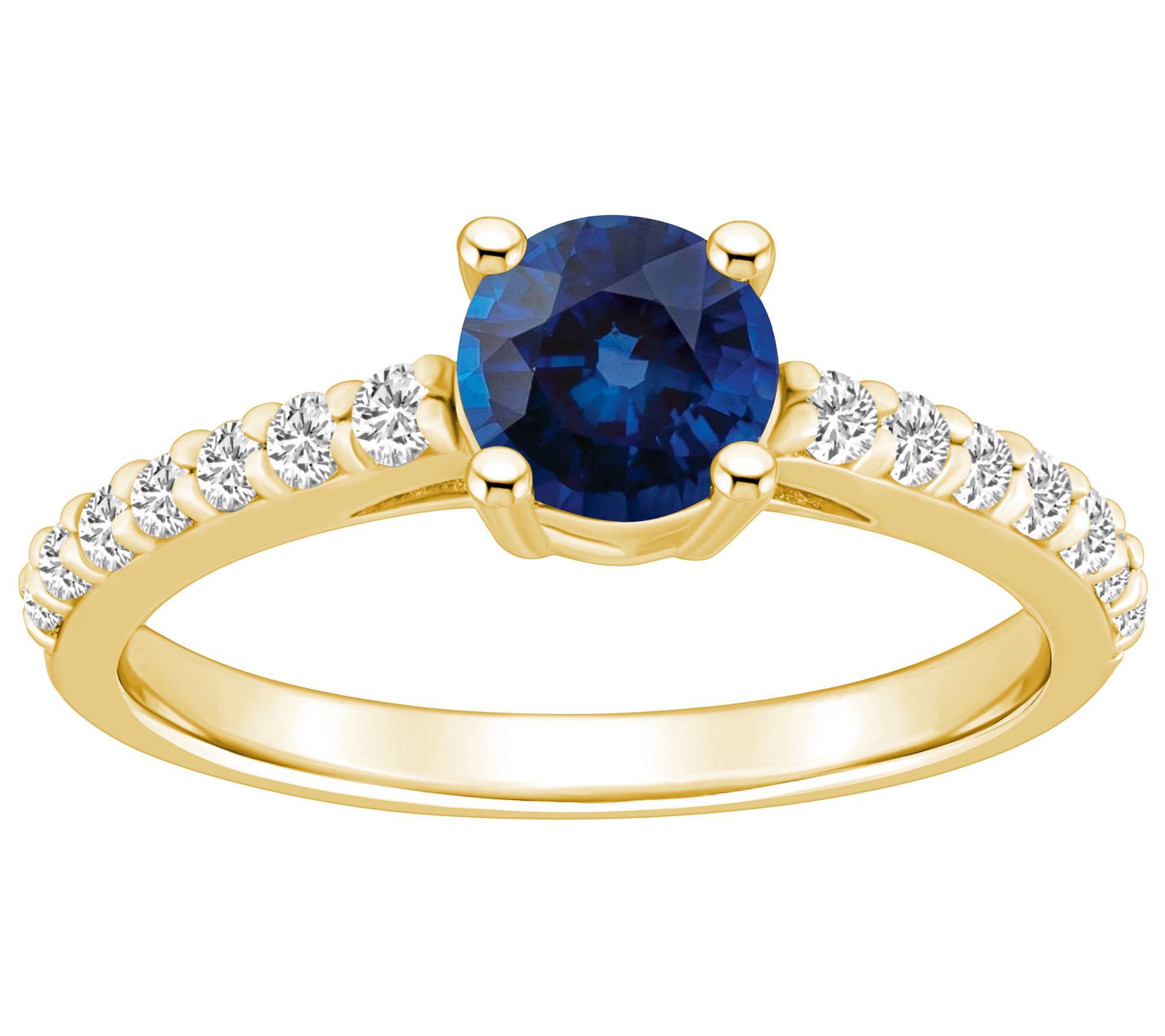 Affinity Gems Round Sapphire & Diamond Ring, 14K Gold