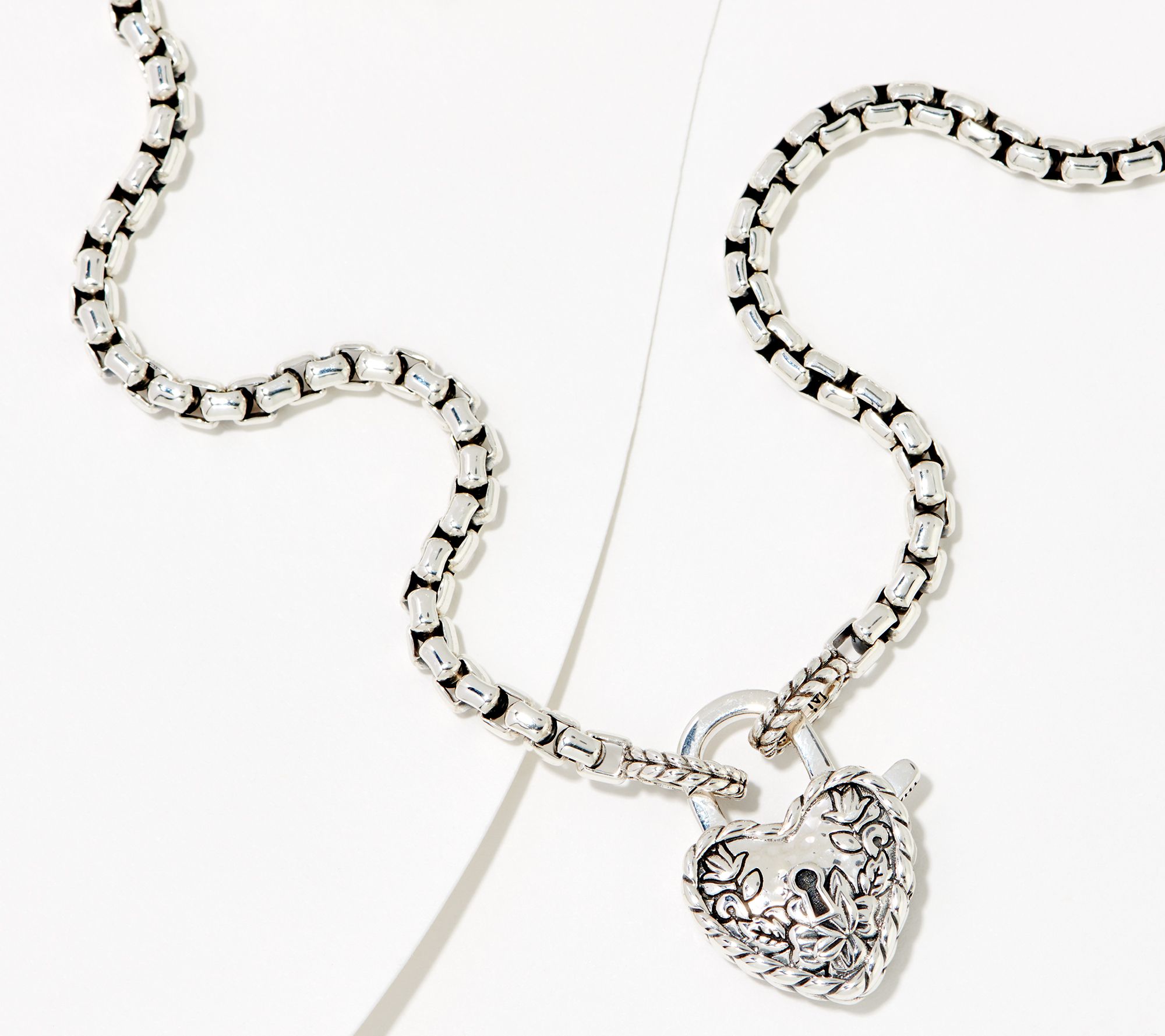 Allie Padlock Link Necklace in Sterling Silver - Lock Necklace