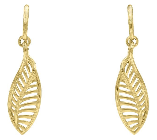 Ariva 18K Gold Clad Silk Textured Twirling Leaf Earrings