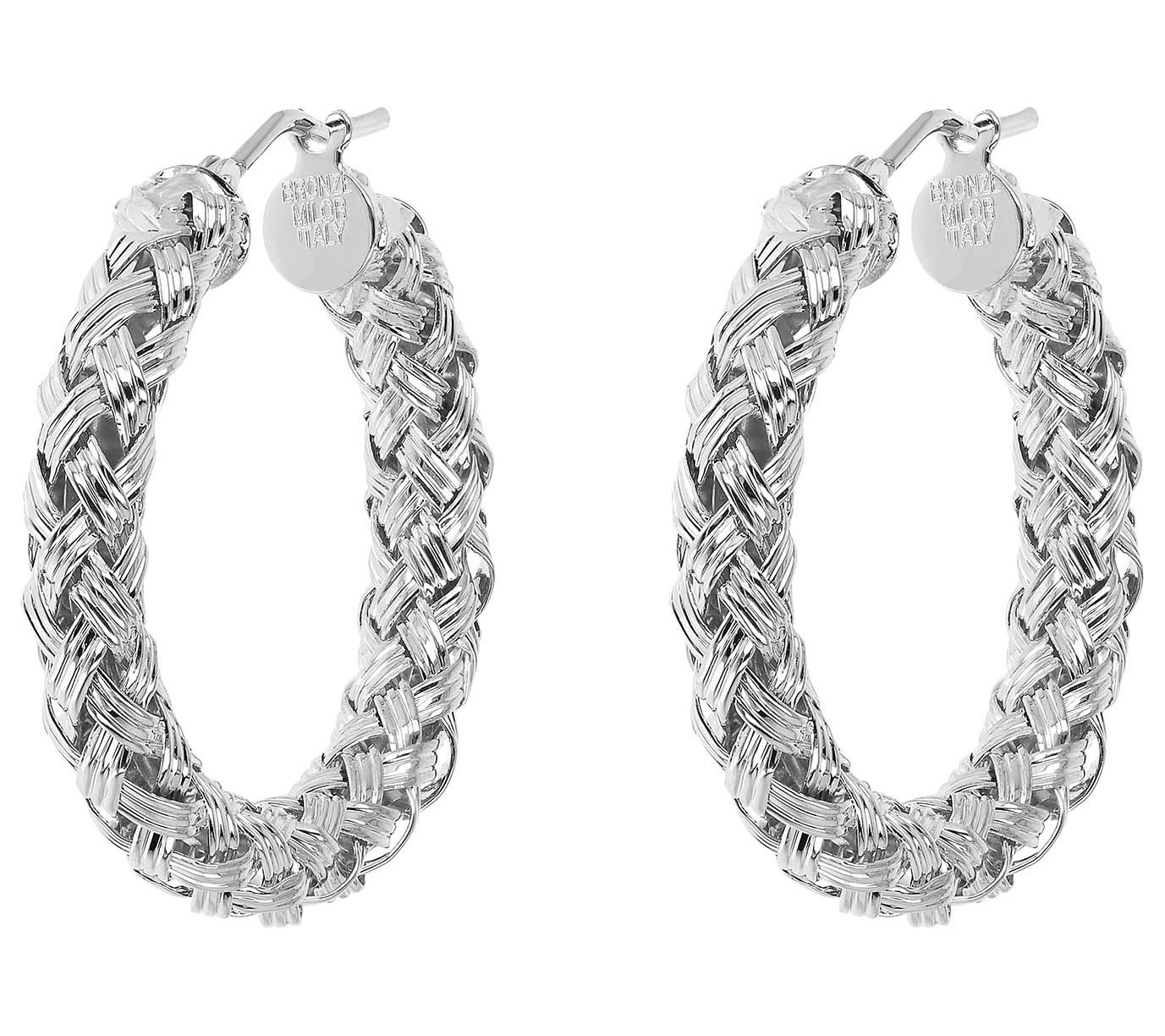 Bronzo Italia Braided 1-1/4" Round Hoop Earring