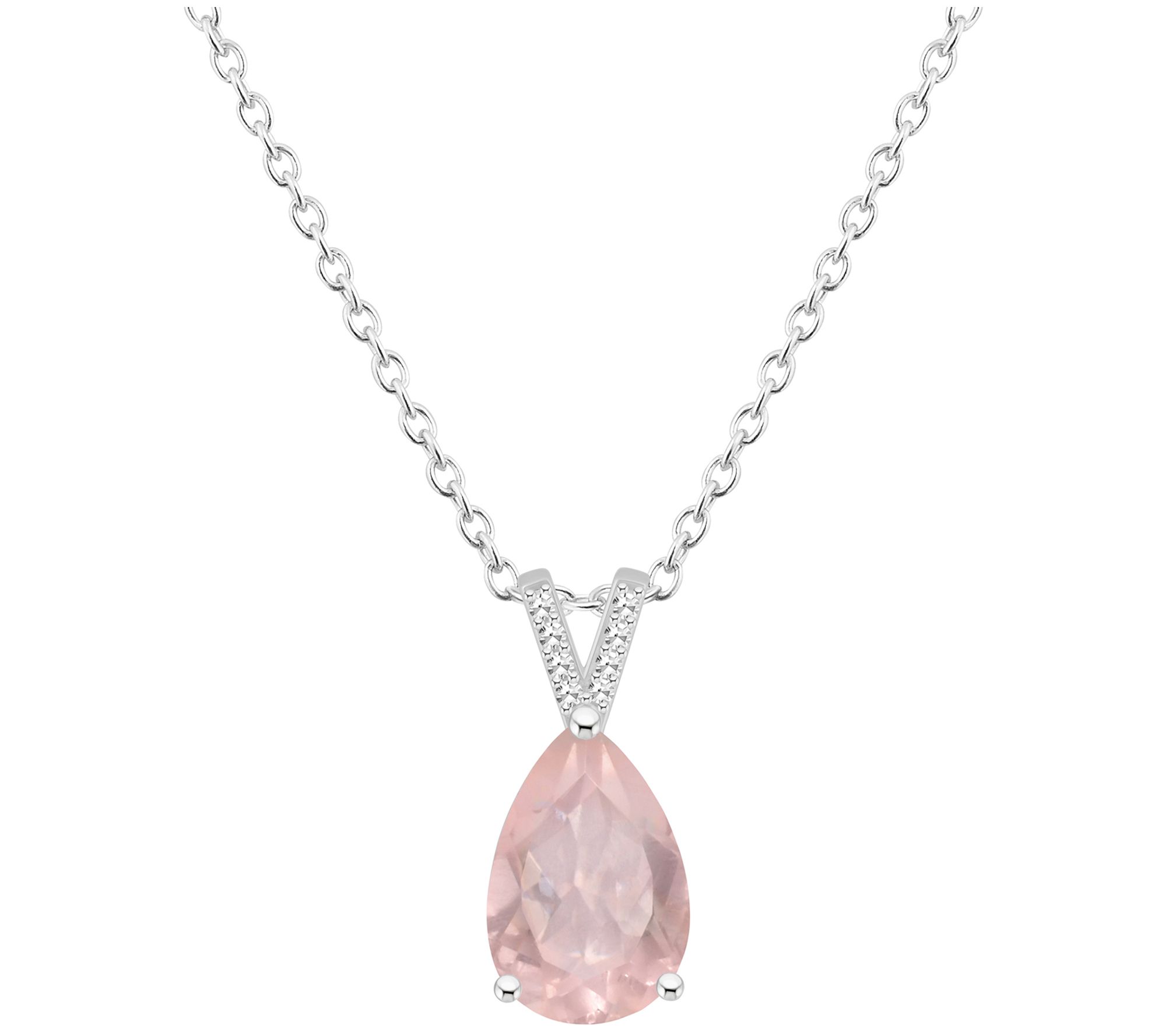Affinity Gems Pear Cut Gemstone & Diamond Neckl ace, Sterling