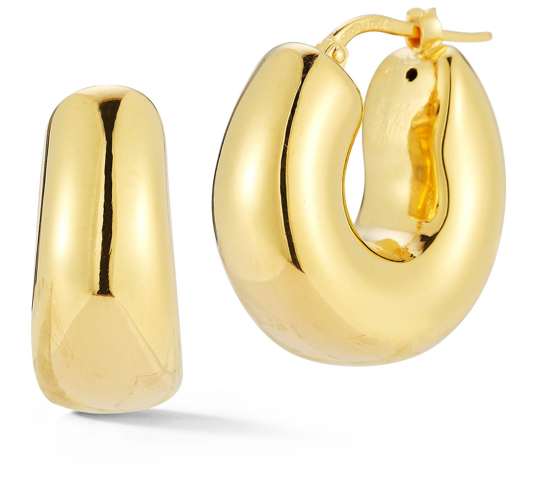 Italian Silver Puffed Hollow Rounded Earrings,Sterling