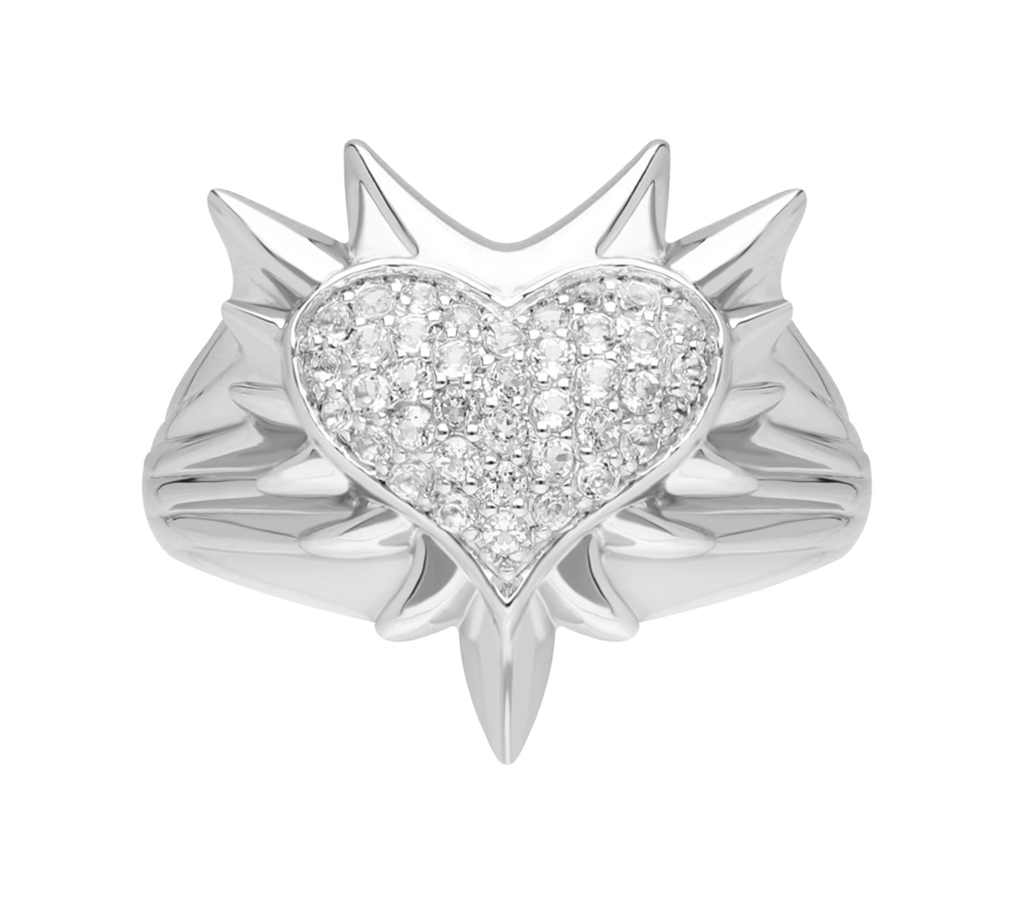 Margo Manhattan Sterling White Topaz Heart Spike Ring
