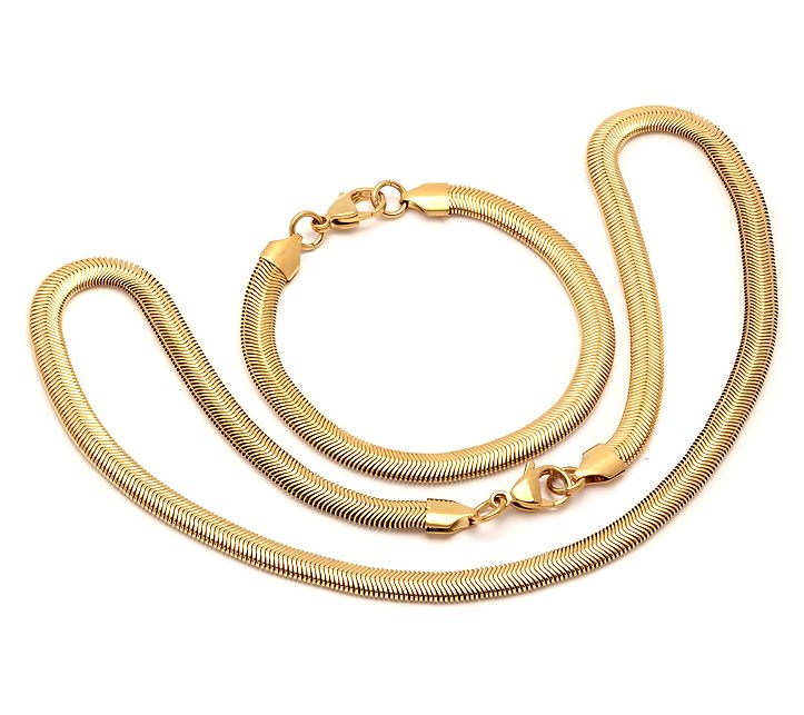 Steel By Design 18k Gold Plated Snake Chain Set