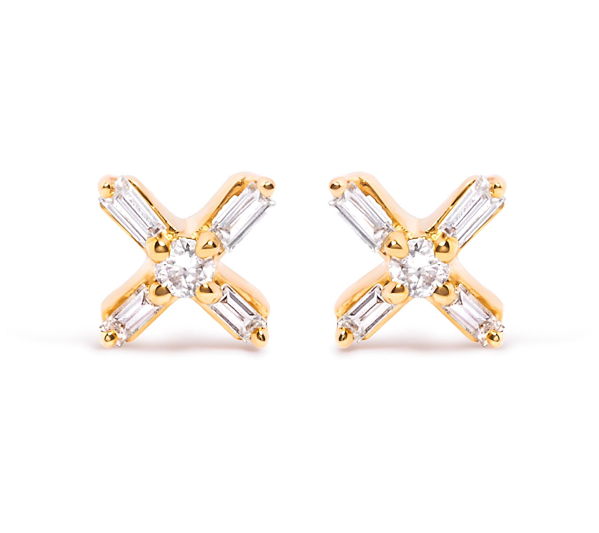 Haus of Brillia nce Diamond Cri ss Cross X Earr ings, 10K Gold - QVC.com