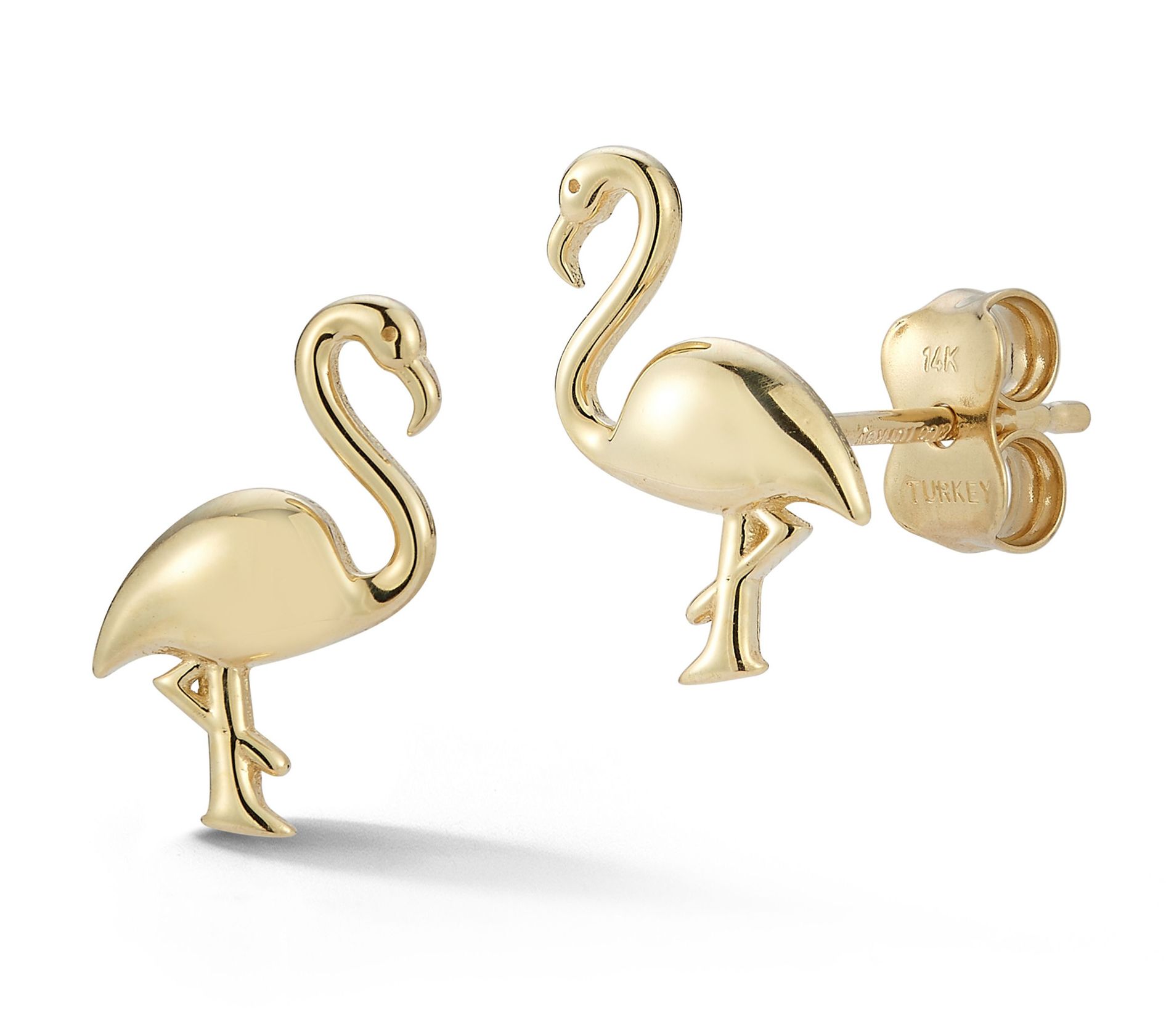 Luminosa Gold Flamingo Stud Earrings, 14K
