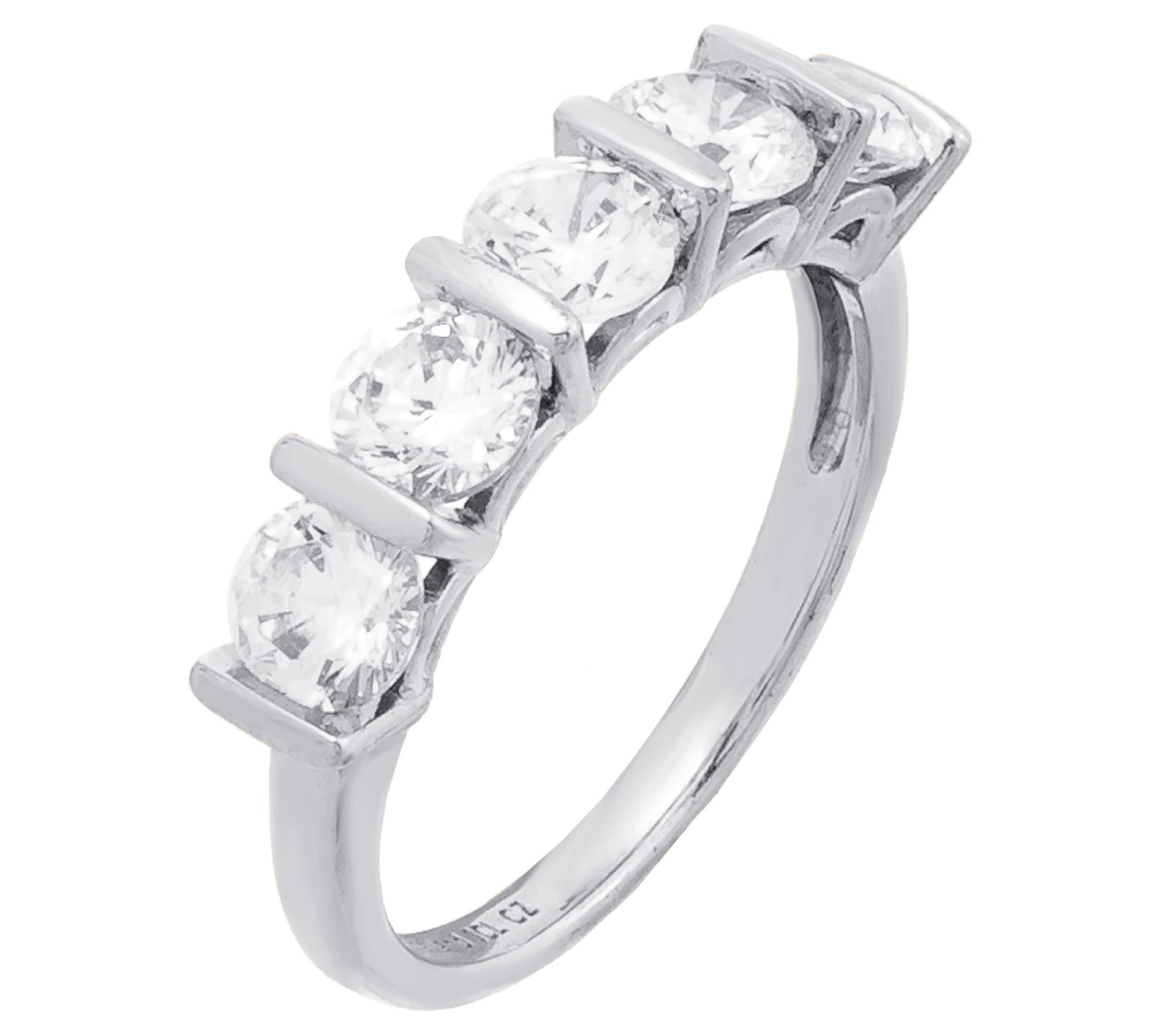Diamonique 1.40 cttw 5-stone Ring, Sterling Silver