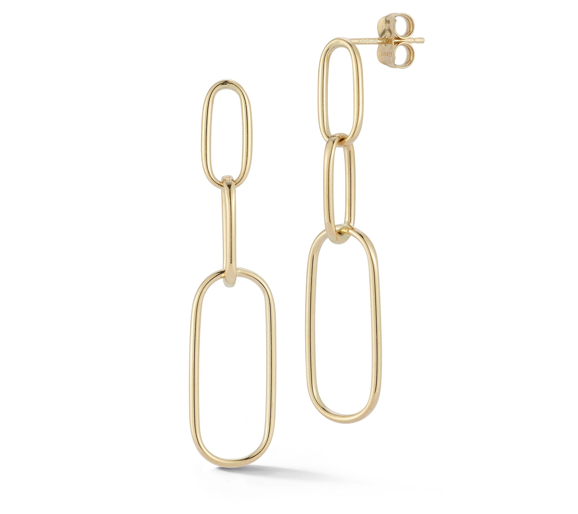 Luminosa Gold Triple Oval Hoop Dangle Earrings,14K